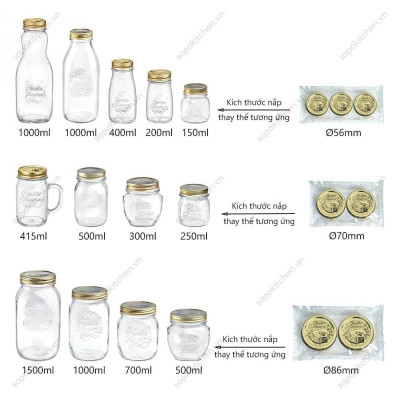 Bộ 2 nắp vặn thay thế cho hũ thủy tinh Quattro đường kính miệng 86mm