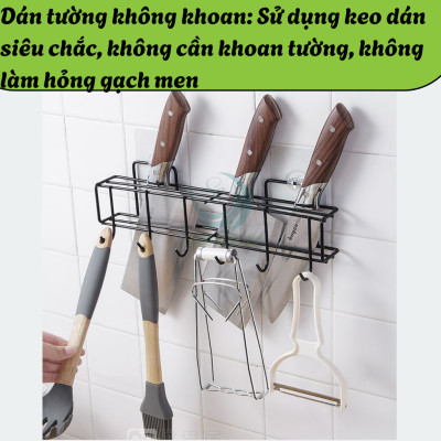 Giá treo dao kéo và dụng cụ nhà bếp dán tường không khoan- Kệ treo đồ nhà bếp đa năng chống rỉ sét - Kệ dán tường treo dao muỗng tiện lợi- Giá đỡ dụng cụ bếp bằng kim loại sơn tĩnh điện- Kệ nhà bếp treo tường chịu lực cao