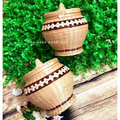 Hộp Tre Xinh - Cơi Tre Bông Có Nắp 10 * 12cm. Chuyên phục vụ Sp Gia dụng, Khuôn làm bánh, Dụng cụ học Sinh, Nhà hàng, Qu