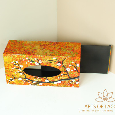 Hộp Giấy Da Cam Họa Tiết Hoa Mai