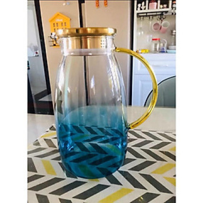 Set 6 Cốc Thuỷ Tinh Lửa Ánh Xanh Có Bình + Khay Bán Kèm Sang Trọng Tinh Tế 