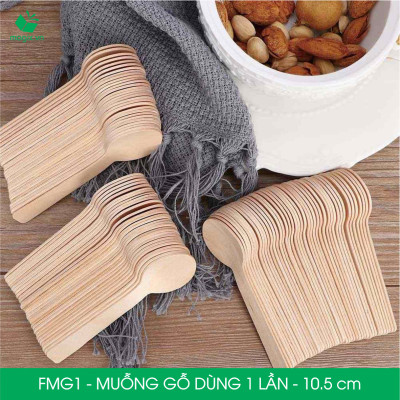 FMG1 - Combo 100 Muỗng gỗ ngắn 10.5 cm dùng 1 lần - Thìa gỗ ngắn dùng 1 lần tiện lợi thân thiện môi trường