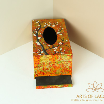 Hộp Giấy Da Cam Họa Tiết Hoa Mai