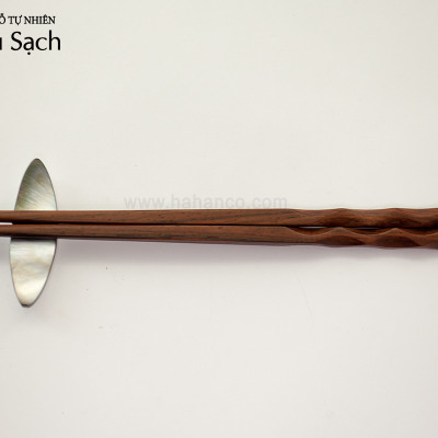 Đũa Gỗ Trắc đầu lượn sóng (Hộp 10 Đôi) CTH758 - Đũa gỗ để mộc siêu sạch