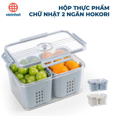 Bộ hộp rổ trong HOKORI nhựa VIỆT NHẬT cao cấp - 2 ngăn, 3 ngăn, tách nước - Thực phẩm tủ lạnh - Hàng Việt Nam