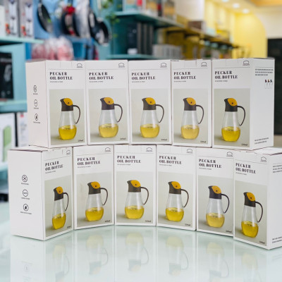 Bình Rót Dầu Nắp Mở Tự Động Tiện Lợi Bằng Thủy Tinh Cao Cấp Dung Tích 550ml CKO201 (cam kết hàng chính hãng)