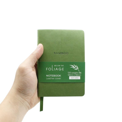 Sổ Bìa Da A6 - Không Kẻ Có Chấm - 120 Trang 100gsm - The Sun - Bamboo