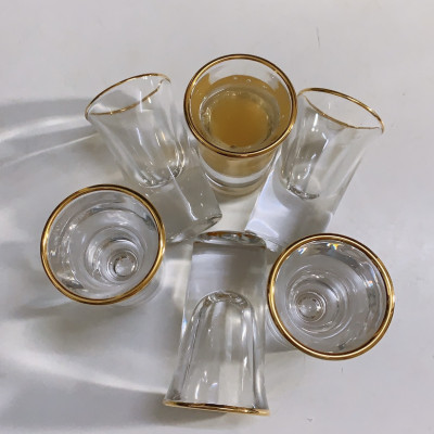 BỘ 6 LY RƯỢU THỦY TINH TEAPOS VIỀN VÀNG 20ML - ANTH694