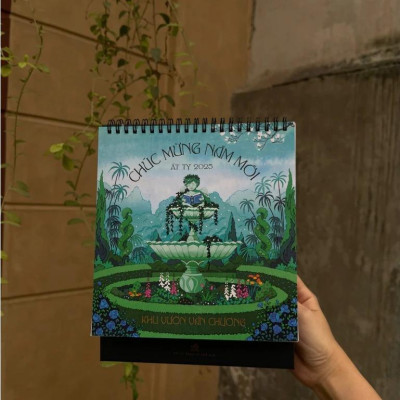 Lịch Để Bàn Ất Tỵ 2025 - Khu Vườn Văn Chương Kèm Túi Đựng Lịch