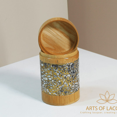 Lọ Tre Sơn Mài Khảm Trai Đen