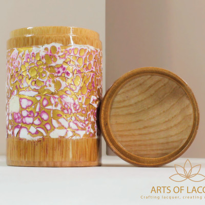 Lọ Tre Sơn Mài Khảm Trai Tím