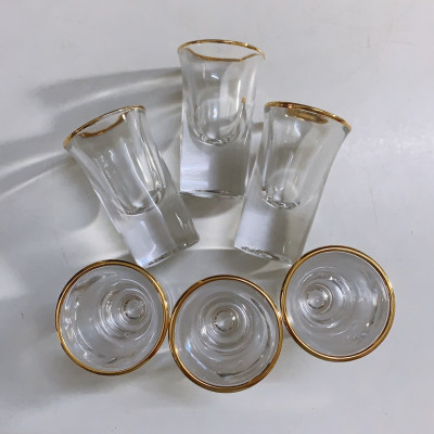 BỘ 6 LY RƯỢU THỦY TINH TEAPOS VIỀN VÀNG 20ML - ANTH694