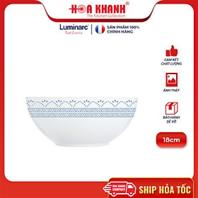 Tô Thủy Tinh Luminarc Diwali Geomatric Blue 18cm đựng thức ăn, kháng vỡ, cường lực - Bộ 6 cái - V6536