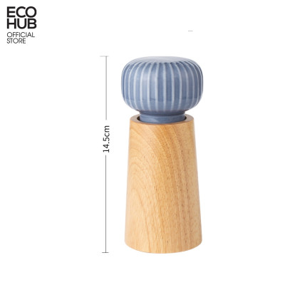 Dụng cụ, lọ xay tiêu ECOHUB bằng gỗ có tay cầm gốm sứ (Pepper Grinder) | E00416
