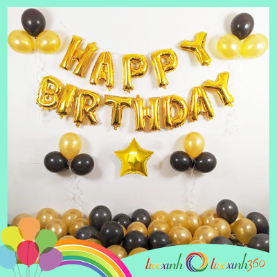Set bong bóng trang trí sinh nhật Black Gold