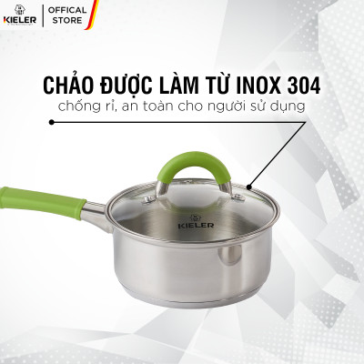 Chảo sốt có nắp KIELER đáy từ 16cm nấu nhanh, tiết kiệm điện, có 2 lớp chống dính Whitford ít bám dầu mỡ RW1003-C16 - Hàng Chính Hãng