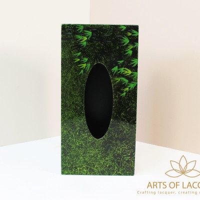 Hộp Đựng Khăn Giấy Xanh Đậm Hoạ Tiết Tre