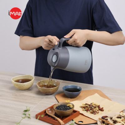 Bình ủ nhiệt iMat có phin lọc 1200ml màu xanh xám, ruột bình, phin lọc Inox 304