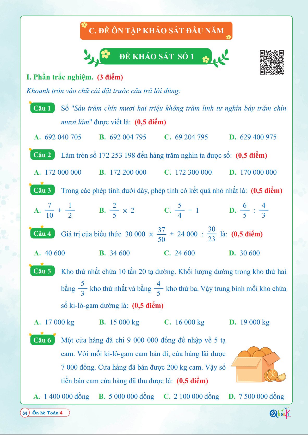Sách Ôn Hè Toán Lớp 4 ( Dành cho học sinh lớp 4 lên lớp 5)