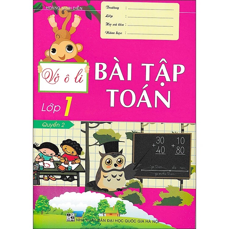 Combo Vở ô li bài tập Toán lớp 1 quyển 1+2 ( bộ 2 cuốn)