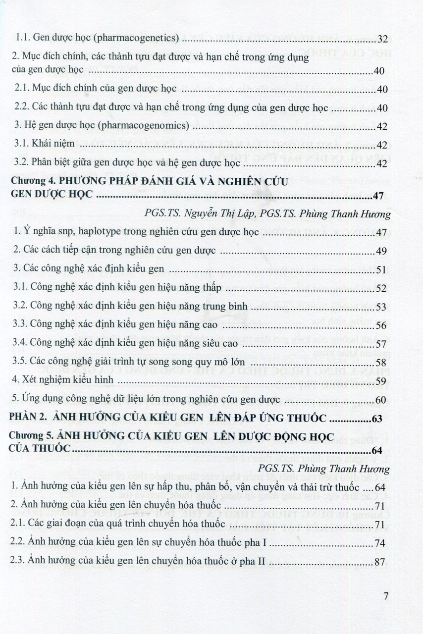 Gen Dược Học - Ảnh Hưởng Của Gen Đến Đáp Ứng Thuốc (Sách đào tạo sau đại học)