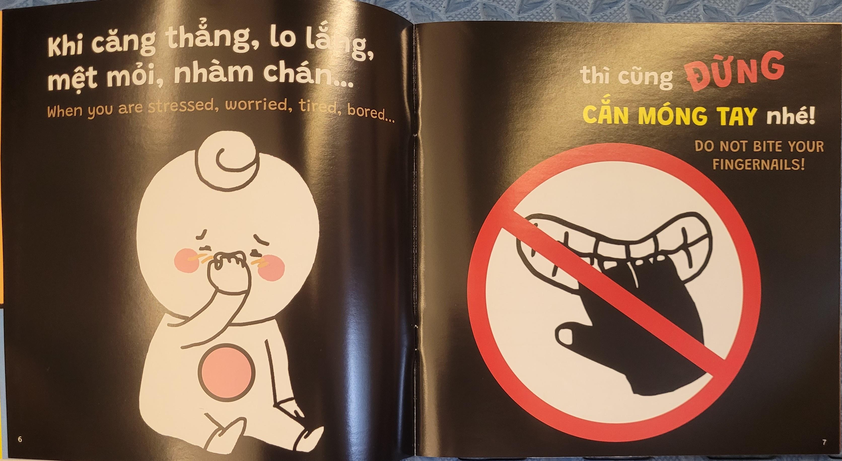Sách Ehon Miu Bé Nhỏ Phần 4 Song Ngữ - Miu Bé Nhỏ Đừng Cắn Móng Tay Nhé