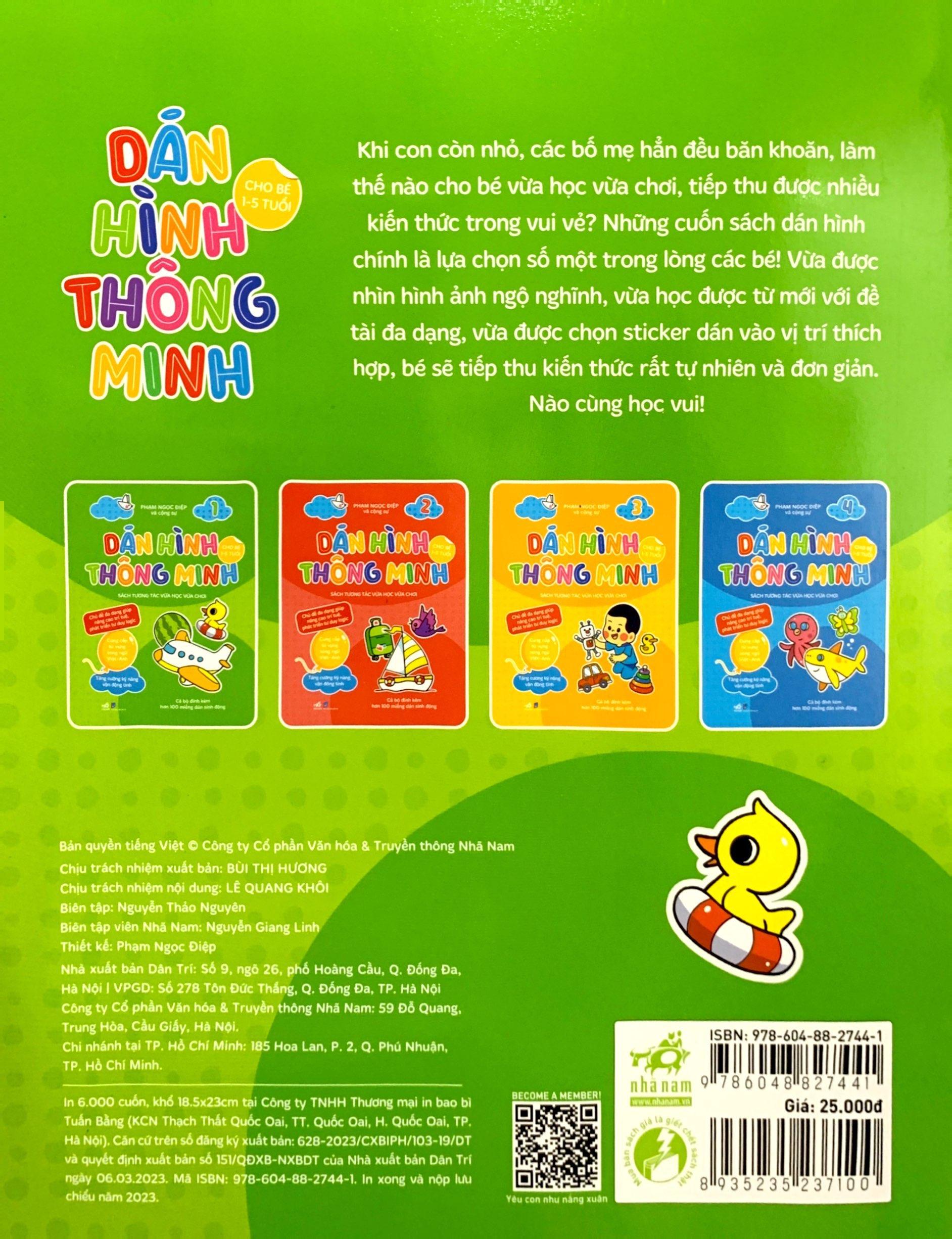 Dán Hình Thông Minh - Sách Tương Tác Vừa Học Vừa Chơi - Tập 1 (Dành Cho Bé 1-5 Tuổi)
