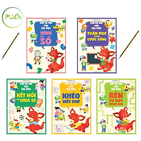 Combo cẩm nang 5 quyển sách tư duy - Hành trang bé tự tin vào lớp 1: Tặng kèm bút chì