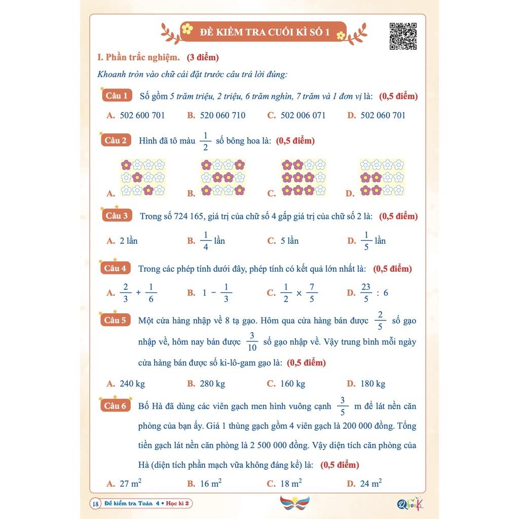 Sách Đề Kiểm Tra Toán Lớp 4 - Học Kì 2 - Cánh Diều (1 cuốn) - Bản Quyền
