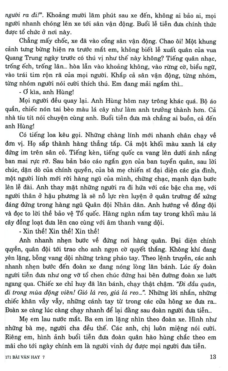 171 Bài Văn Hay Lớp 7 - Tái Bản