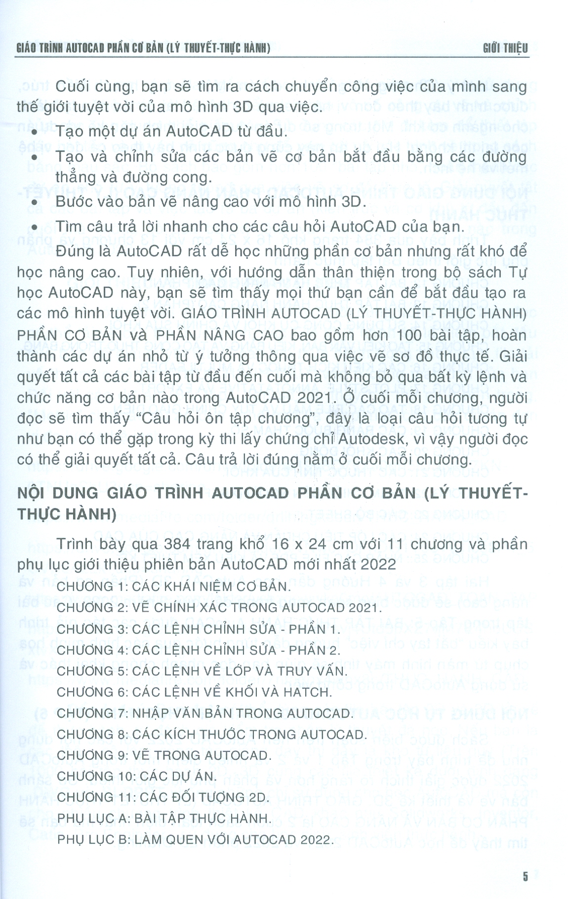 GIÁO TRÌNH AUTOCAD - PHẦN CƠ BẢN (Lý Thuyết - Thực hành) (Dùng cho các phiên bản Autocad 2023, 2022, 2021) (Tái bản lần 1)