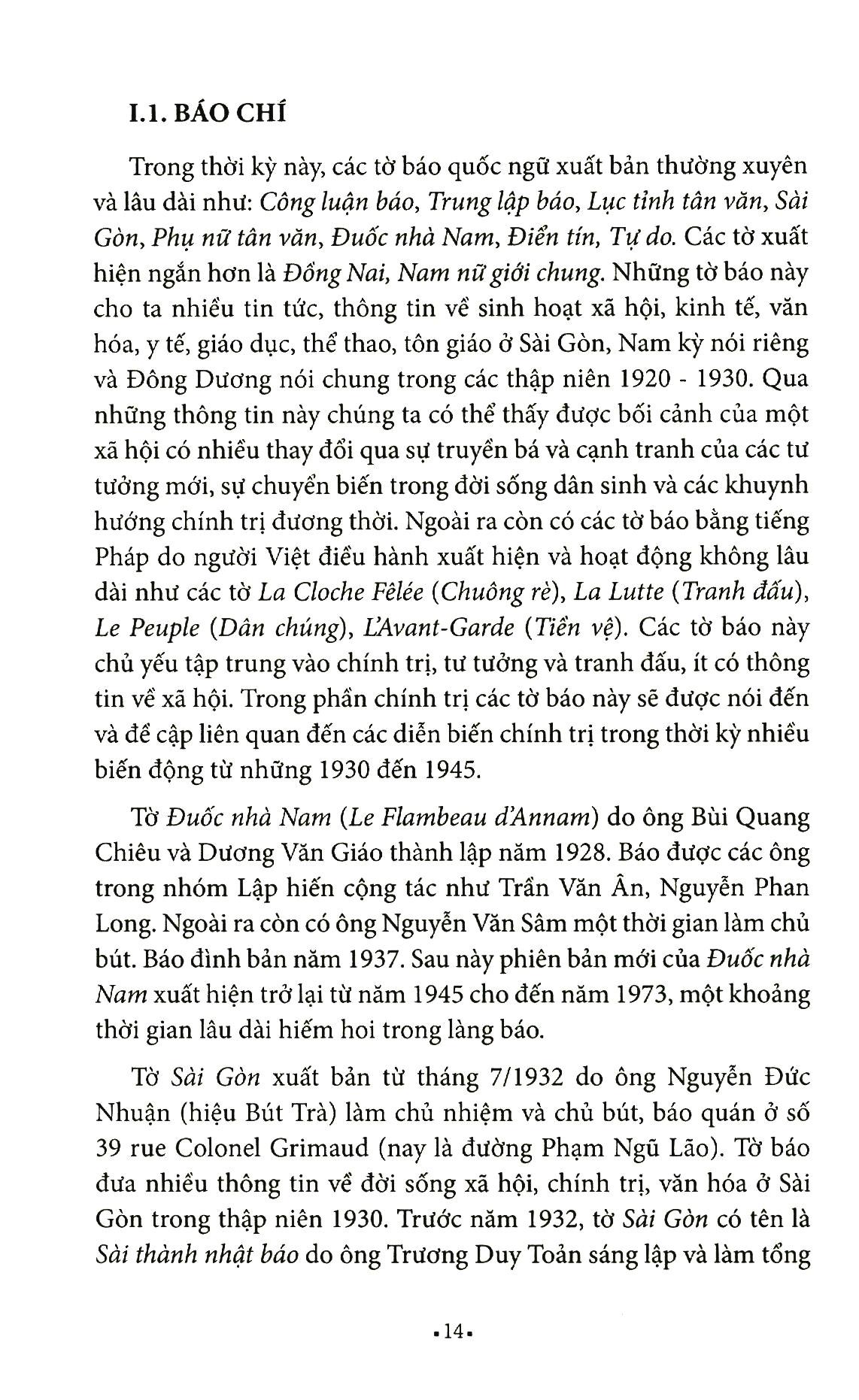 Sài Gòn - Chợ Lớn Đời Sống Xã Hội Và Chính Trị Qua Tư Liệu Báo Chí (1925 - 1945)
