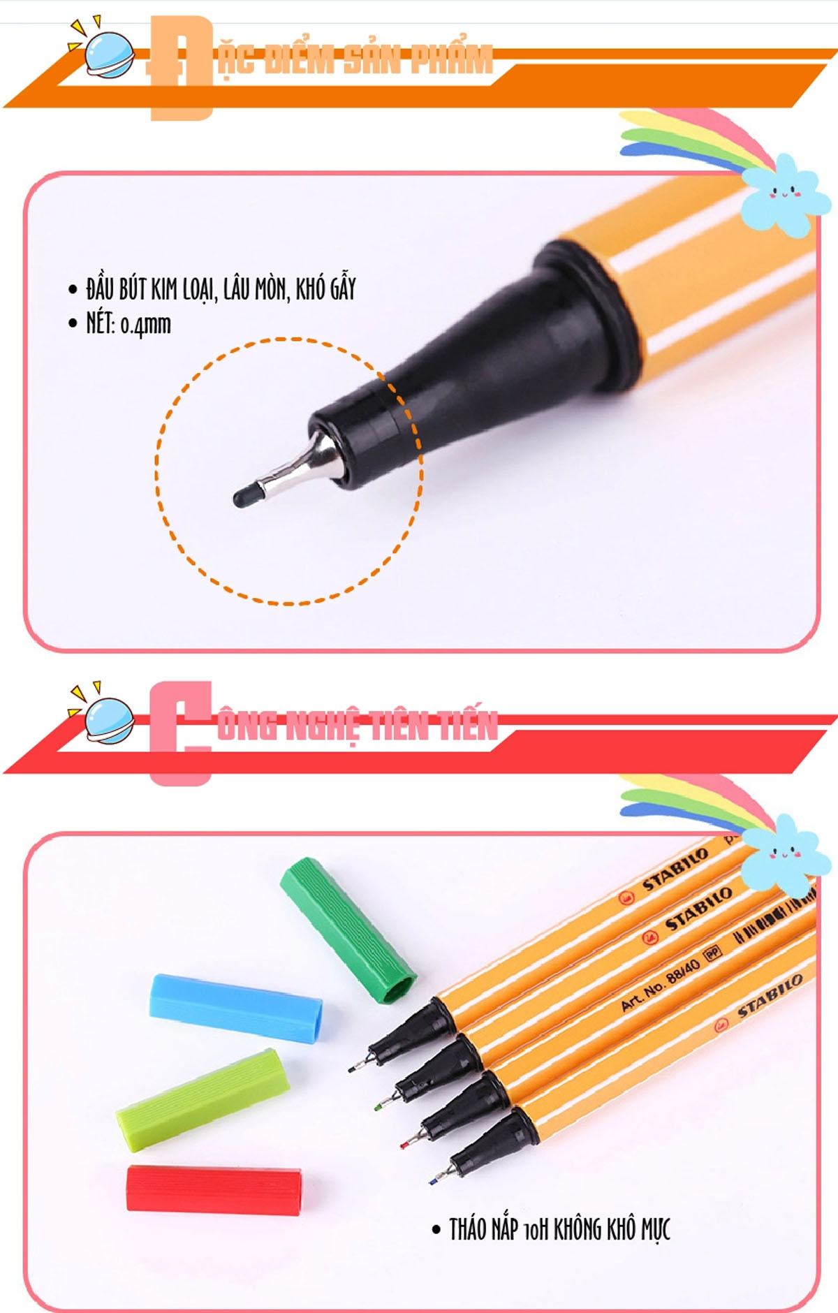 ECO bút kim STABILO Point 88 0.4mm (PT88) - Bộ 9 bút tông màu đen + Sách tô màu SACB (PT88/BK-C9G)