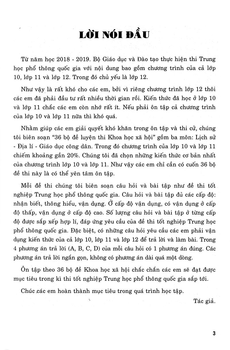 36 Bộ Đề Trắc Nghiệm Ôn Thi Trung Học Phổ Thông Quốc Gia 2019 - Khoa Học Xã Hội
