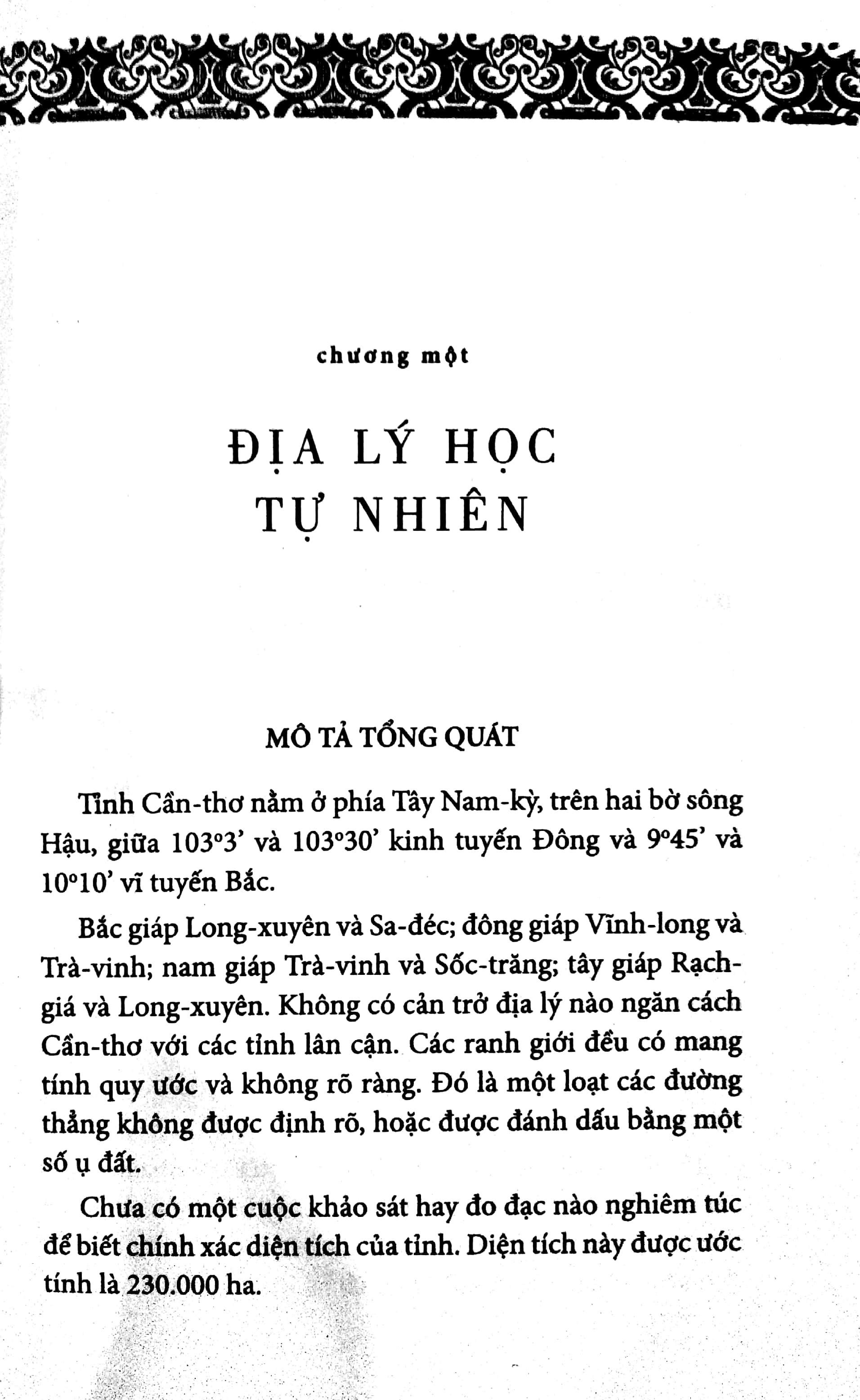 Chuyên Khảo Về Tỉnh Cần Thơ - Địa Lý Học: Tự Nhiên, Kinh Tế Và Lịch Sử Nam Kỳ (Tập X - 1904)