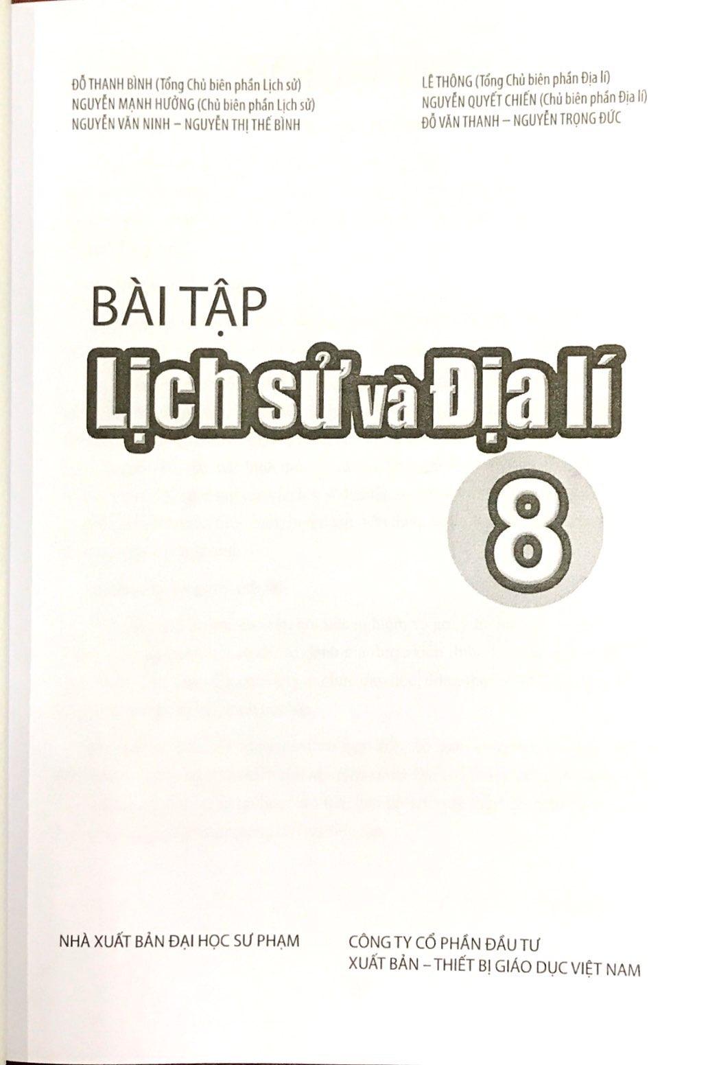 Bài Tập Lịch Sử Và Địa Lí 8 (Cánh Diều) (Chuẩn)