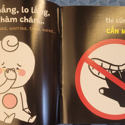 Sách Ehon Miu Bé Nhỏ Phần 4 Song Ngữ - Miu Bé Nhỏ Đừng Cắn Móng Tay Nhé