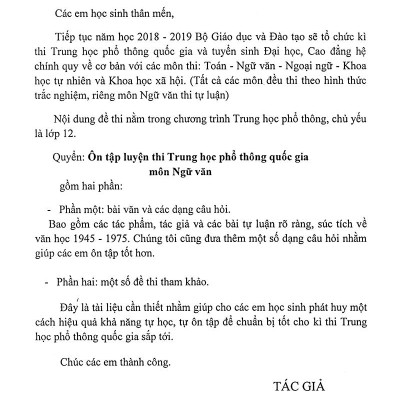 Ôn Tập Luyện Thi Trắc Nghiệm THPTQG 2019 - Môn Văn