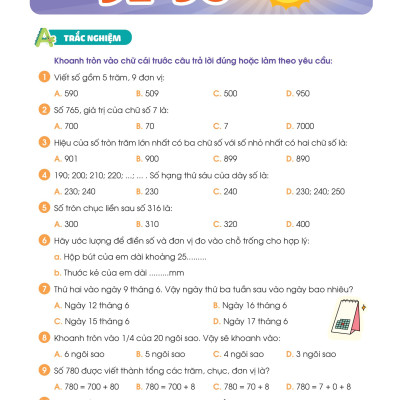 Phiếu Ôn Hè Toán Lớp 2 - Hành Trang Vững Kiến Thức Lên Lớp 3 (MEGA)