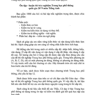 Ôn Tập Luyện Thi Trắc Nghiệm THPTQG 2019 - Môn Tiếng Anh