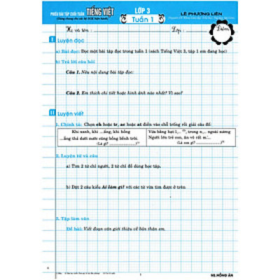 Sách - Phiếu Bài Tập Cuối Tuần Môn Tiếng Việt Lớp 3 ( biên soạn theo chương trình GDPT )