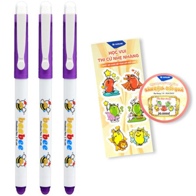 Vỉ 3 Bút Lông Kim 0.3 mm - Thiên Long FL-04/LUCK - Mực Tím - Quét QR Xem Khuyến Mãi (Mẫu Bao Bì Giao Ngẫu Nhiên)