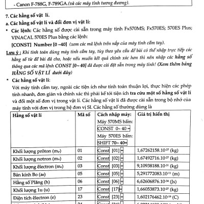 Thủ Thuật Casio Giải Nhanh Trắc Nghiệm Vật Lí Lớp 12