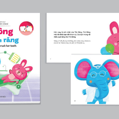 Full Combo (bộ 5 cuốn) Ehon Kỹ Năng Sống Thỏ Bông - Âm Thanh - Nhận Biết (Tặng Vòng Dâu Tằm May Mắn Cho Bé)