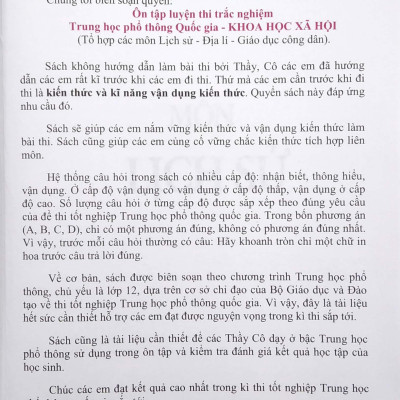 Ôn Tập Luyện Thi Trắc Nghiệm - THPT Quốc Gia 2022: Lịch Sử - Địa Lí - GDCD