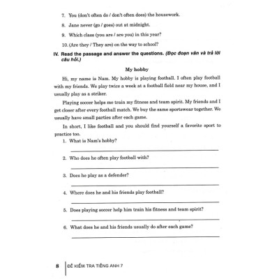 đề kiểm tra tiếng anh 7 (dùng kèm sách giáo khoa kết nối)