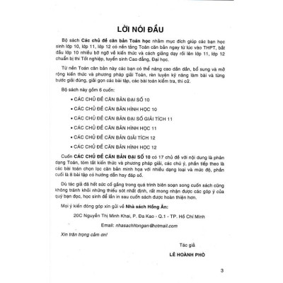 sách - phương pháp giải các chủ đề căn bản đại số 10 ( biên soạn theo chương trình giáo dục phổ thông mới) HA-MK
