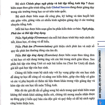 Global Success - Chinh Phục Ngữ Pháp Và Bài Tập Tiếng Anh Lớp 7 - Tập 1 (Có Đáp Án)
