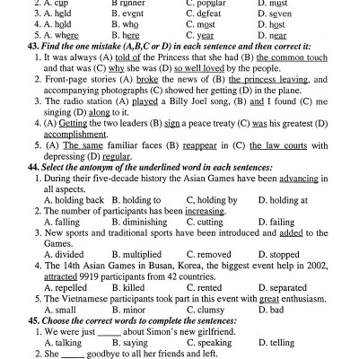 Ôn Tập Luyện Thi Trắc Nghiệm THPTQG 2019 - Môn Tiếng Anh
