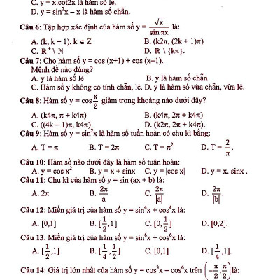 Phân Dạng Và Phương Pháp Giải Các Dạng Bài Tập Trắc Nghiệm Đại Số - Giải Tích 11